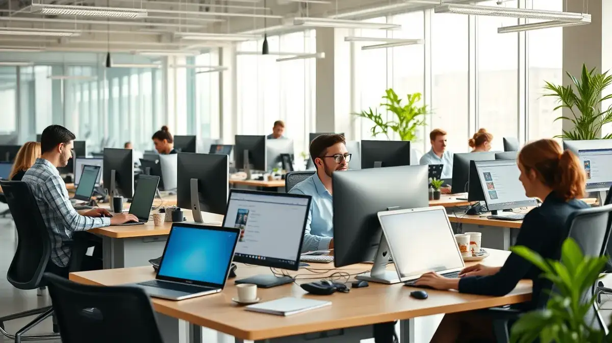 Profesional trabajando en portátil con Linux